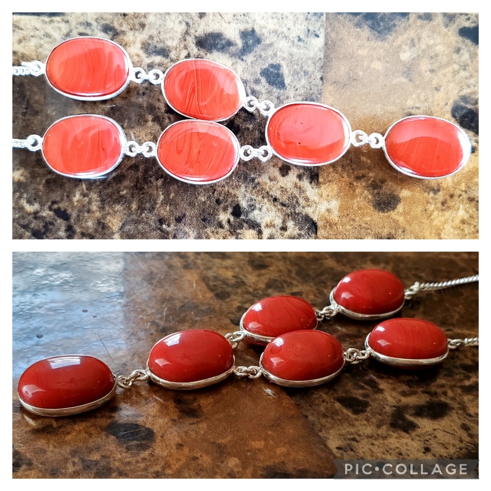 Genuine Solid Red Agate Necklace 17" - image 4